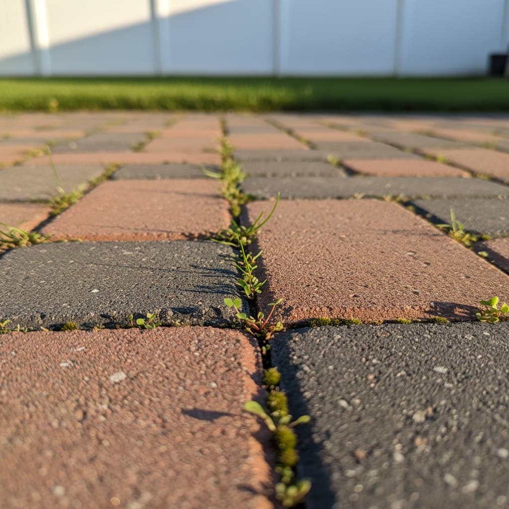 Detail shot: joint cracking weeds