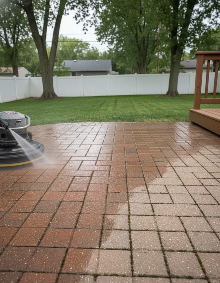 Paver install: pressure wash action