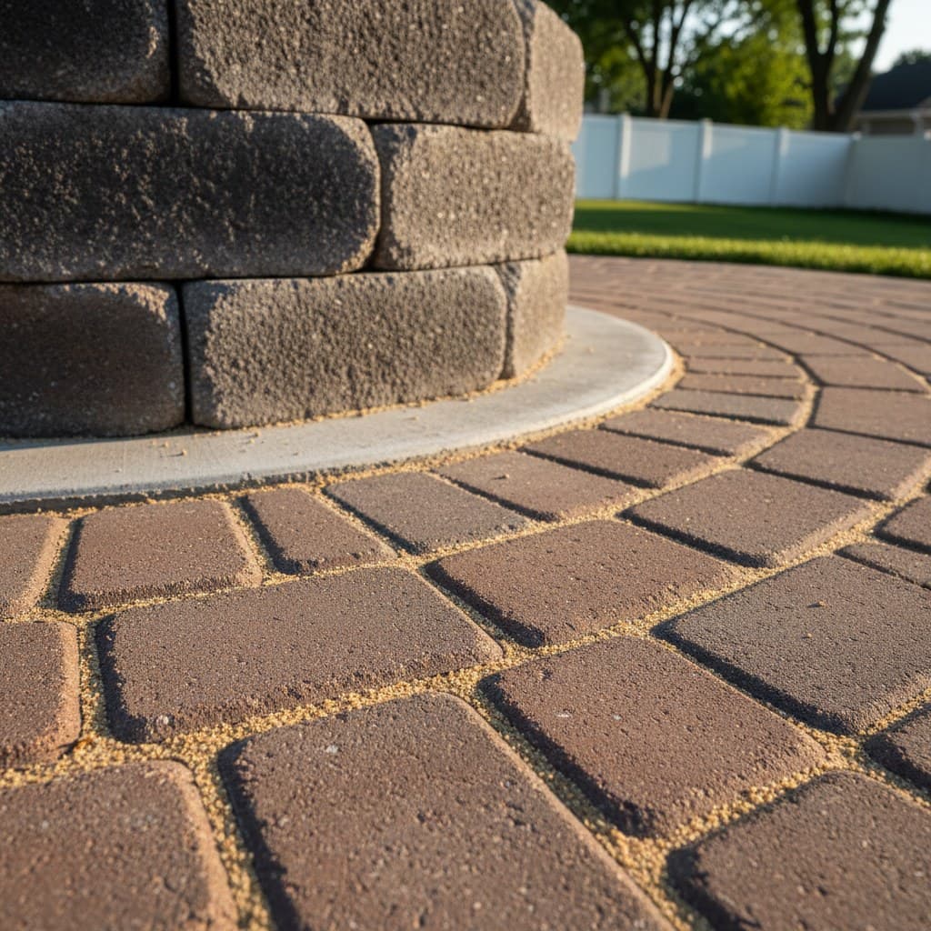 Detail shot: paver cuts around pit