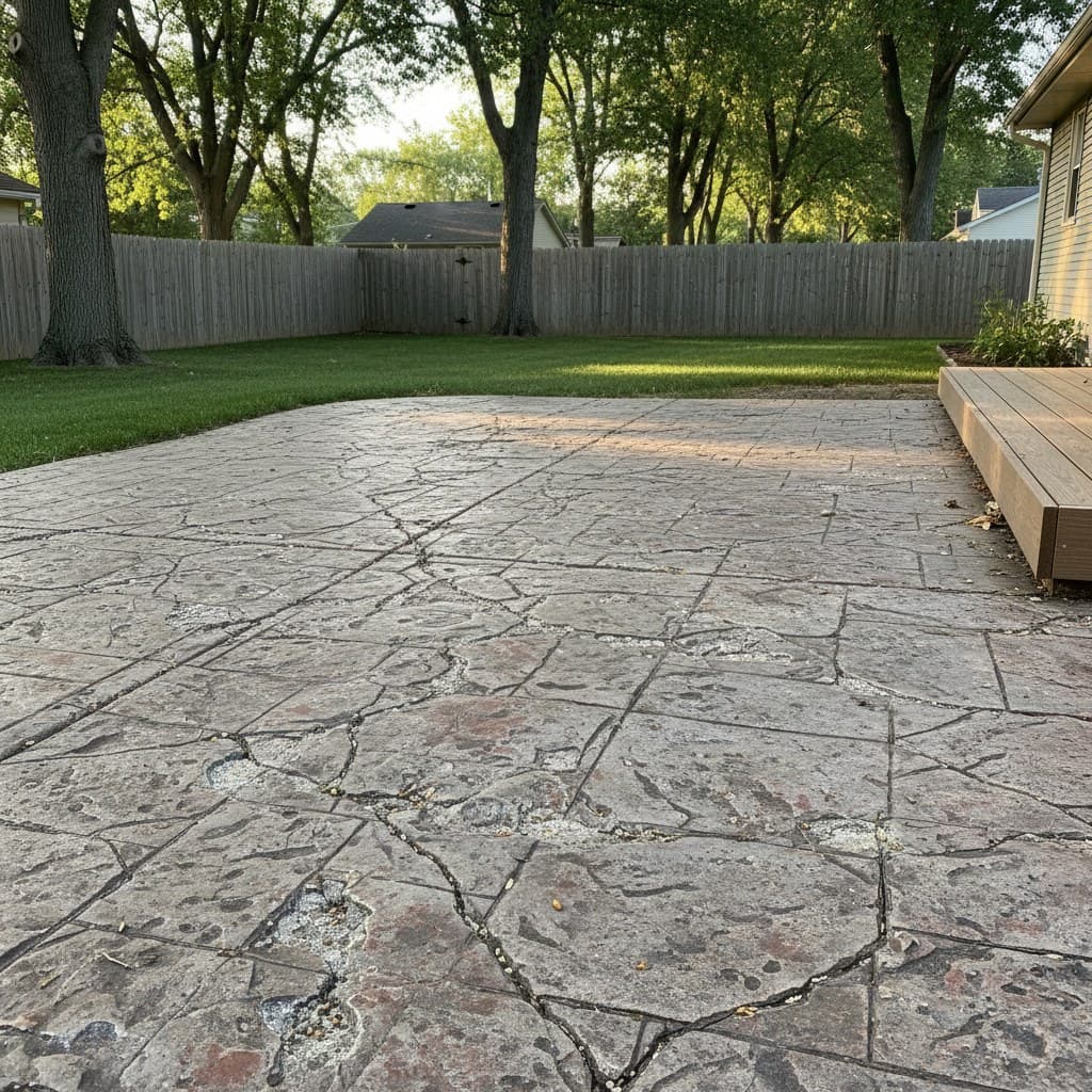 Detail shot: stamped spalling