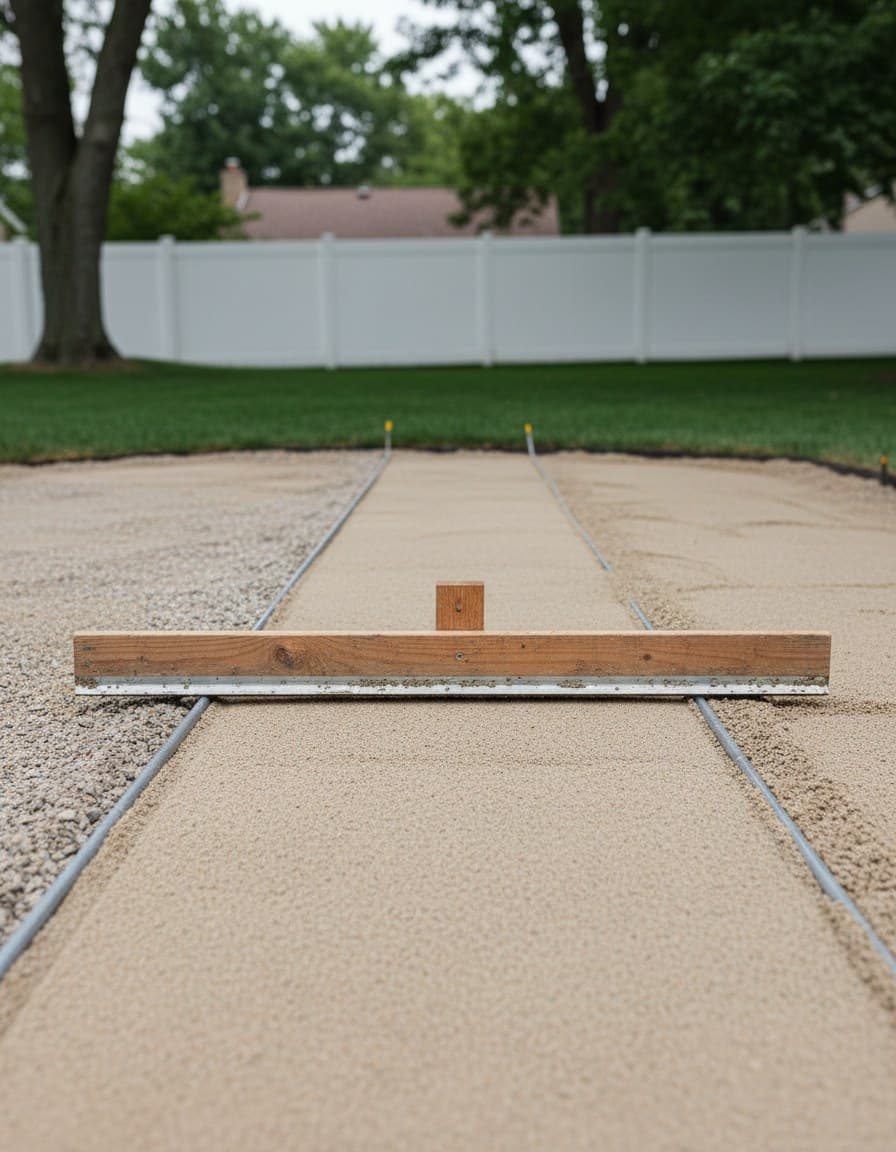 Paver install: screeding walkway sand
